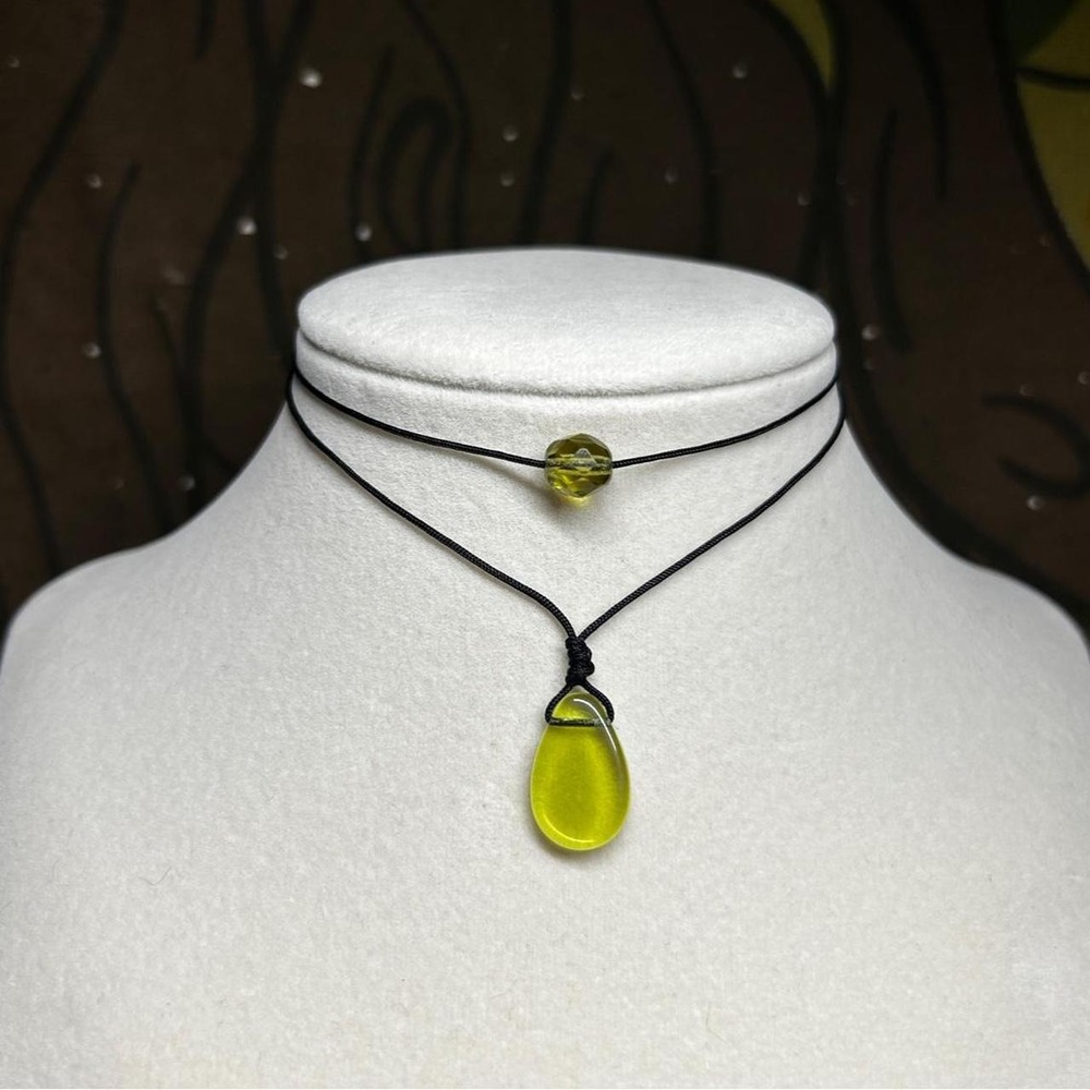 Olive green mossy whimsy earthy boho chic dainty layering set adjustable czech